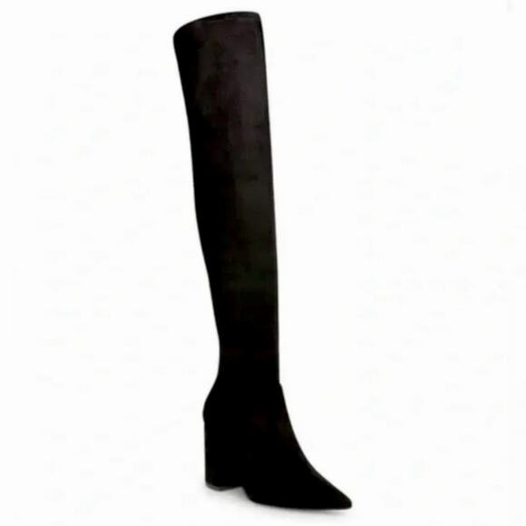 Steve Madden Women's Shari Over The Knee‎ Heeled Boots Black Size 7M Faux Suede - Picture 5 of 12